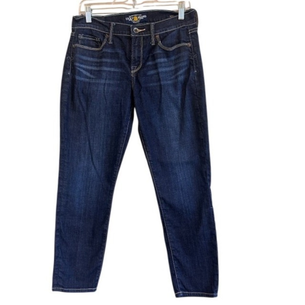 Lucky Brand Women's Dark Wash Denim Blue Sofia Capri Jeans 6 Stretch